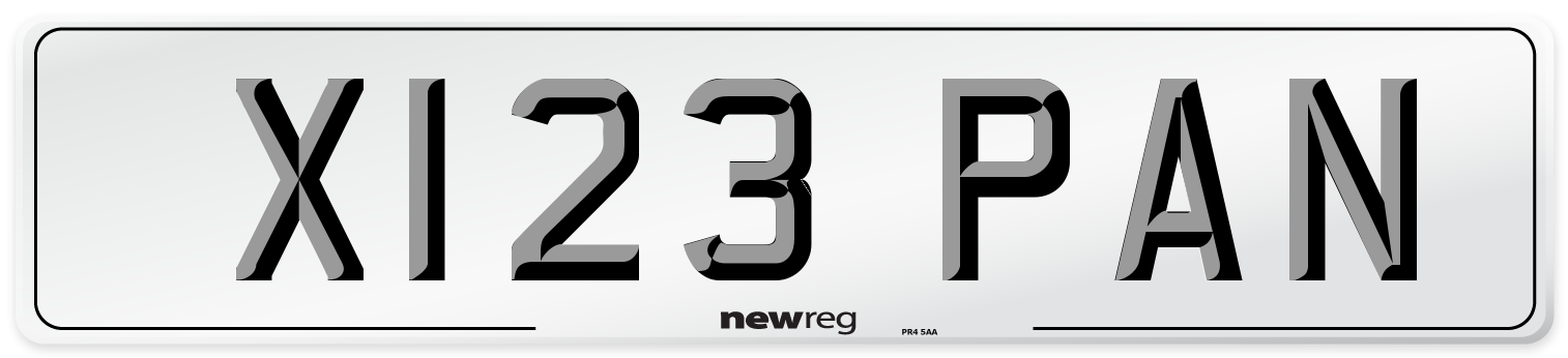 X123 PAN Number Plate from New Reg
